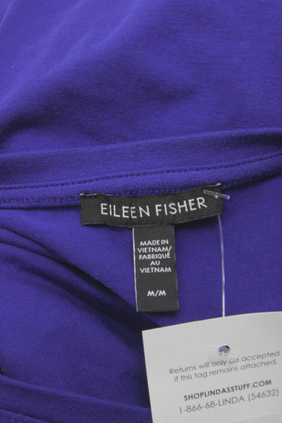 Eileen Fisher Women Purple T-Shirt Dress V-Neck 3/4 Sleeve Size M