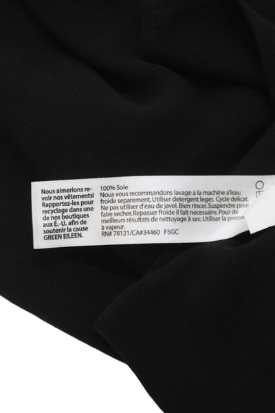 Eileen Fisher Women Shift Dress Black Silk 3/4 Sleeve Boat Neck Size S