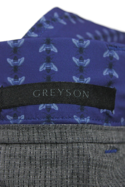 Greyson Men Blue Bee Print Chino Shorts Polyester Blend Size 38