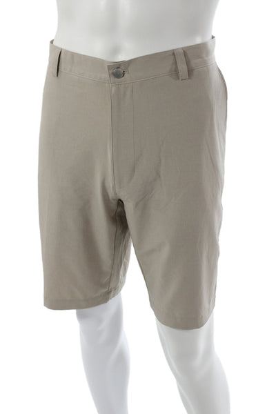Peter Millar Mens Beige Chino Shorts Polyester Golf Size 36