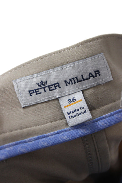 Peter Millar Mens Beige Chino Shorts Polyester Golf Size 36