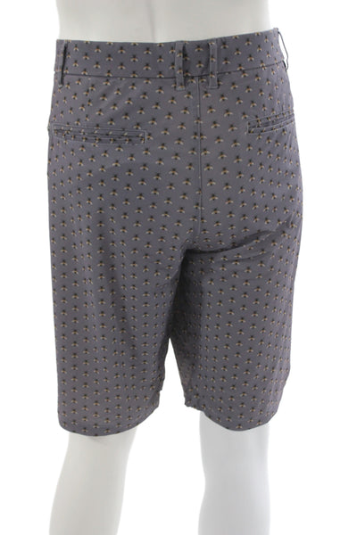 Greyson Mens Athletic Gray Bee Animal Print Shorts Button Polyester Size 38