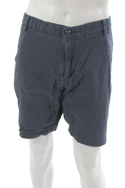 Faherty Mens Chino Shorts Blue Organic Cotton Button Solid Beach Size 40