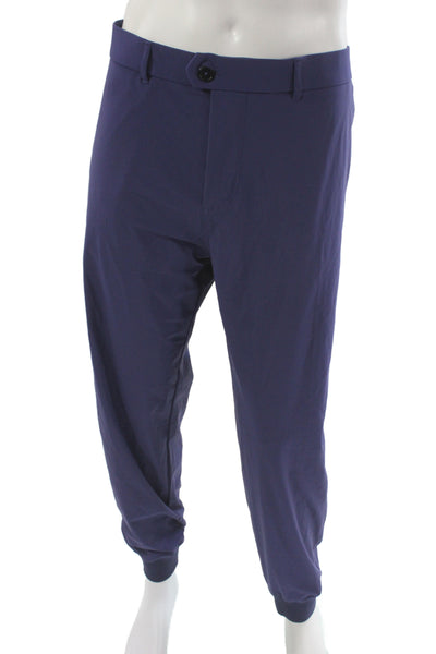 Greyson Mens Blue Nylon Jogger Pants Button Closure Size 40