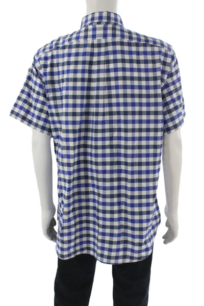 Polo Ralph Lauren Mens Short Sleeve Button Front Gingham Shirt Blue White XL
