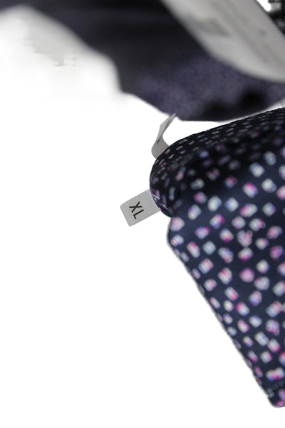 Bugatchi Mens Button Front Long Sleeve Collared Geometric Shirt Navy Size XL