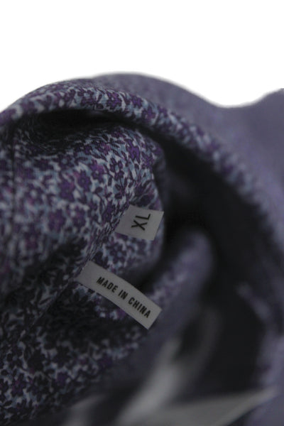 Bugatchi Mens Button Front Long Sleeve Collared Floral Shirt Purple Size XL