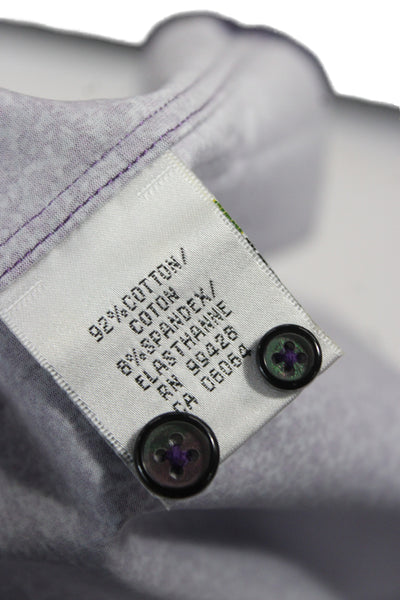 Bugatchi Mens Button Front Long Sleeve Collared Floral Shirt Purple Size XL