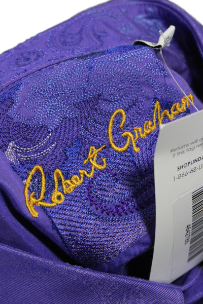 Robert Graham Mens Button Front Long Sleeve Collared Paisley Shirt Purple XL