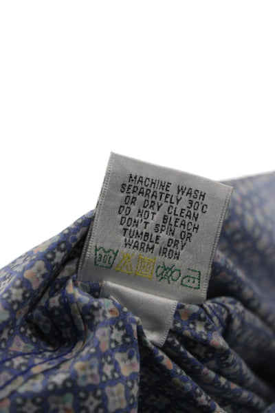Bugatchi Mens Button Front Long Sleeve Collared Geometric Shirt Night Blue XL