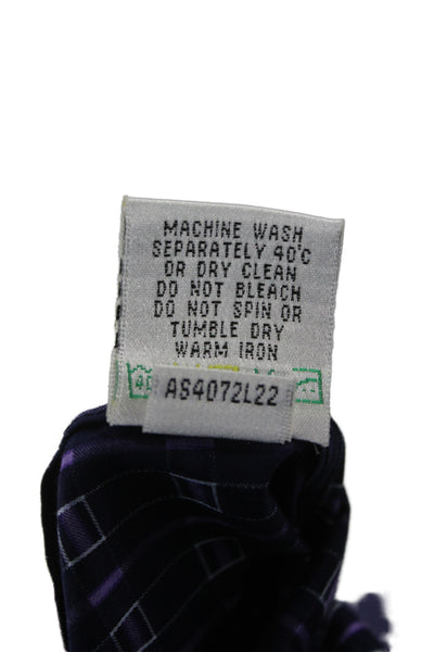 Bugatchi Mens Button Front Collared Striped Shirt Navy Purple Cotton Size XL