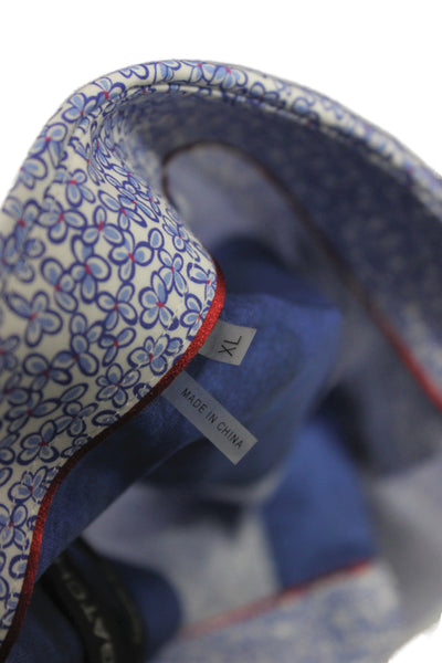 Bugatchi Mens Button Front Collared Floral Shirt Periwinkle White Size XL