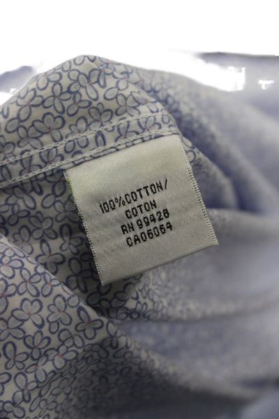 Bugatchi Mens Button Front Collared Floral Shirt Periwinkle White Size XL