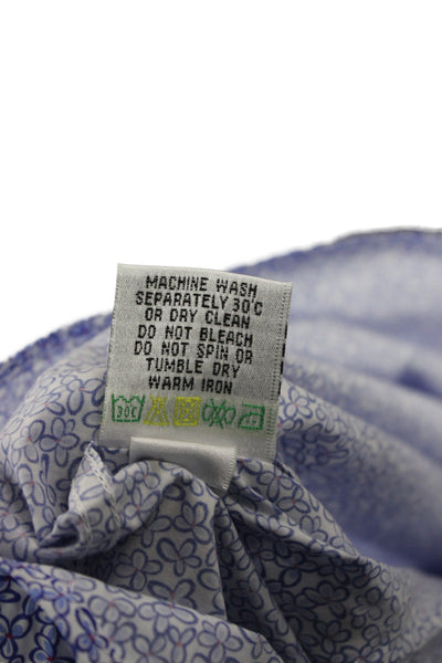 Bugatchi Mens Button Front Collared Floral Shirt Periwinkle White Size XL