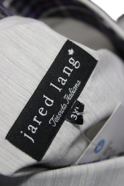 Jared Lang Mens Button Front Long Sleeve Collared Shirt Gray Cotton Size 3XL