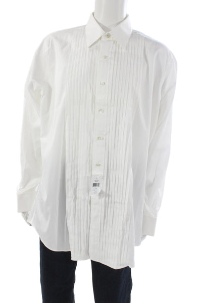 Brooks Brothers Mens Dress Shirt White Cotton Button 36/37 Sleeve Size 17.5