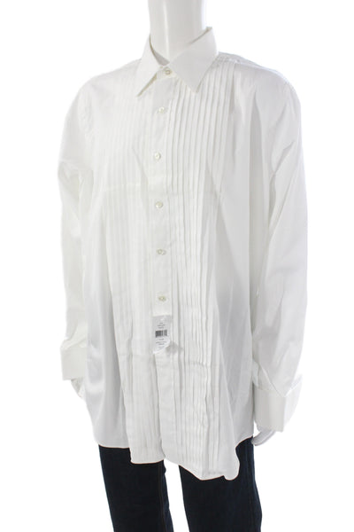 Brooks Brothers Mens Dress Shirt White Cotton Button 36/37 Sleeve Size 17.5