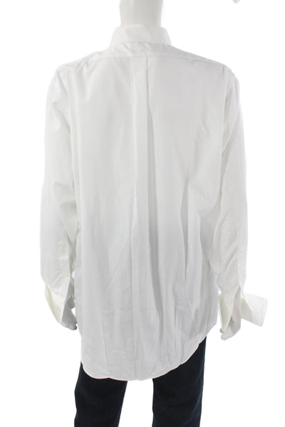 Brooks Brothers Mens Dress Shirt White Cotton Button 36/37 Sleeve Size 17.5