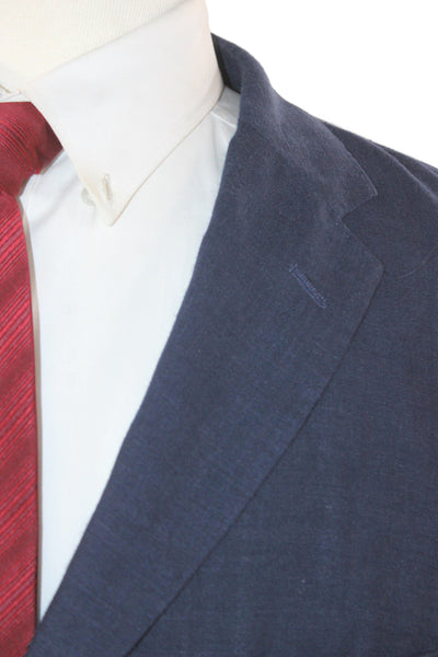 Johnston & Murphy Mens Blazer Blue Linen Button Closure Size XL