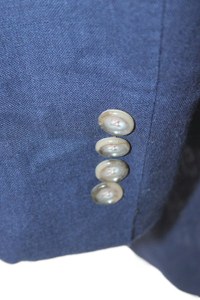 Johnston & Murphy Mens Blazer Blue Linen Button Closure Size XL
