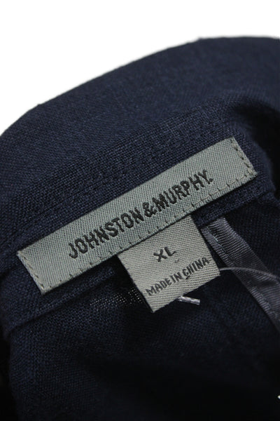 Johnston & Murphy Mens Blazer Blue Linen Button Closure Size XL
