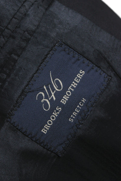 346 Brooks Brothers Mens Wool Blend Black 2pc Suit Jacket Size 46
