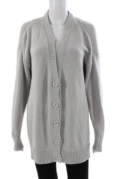 Weworewhat Womens Cardigan V-Neck Gray Acrylic Long Sleeve Size S