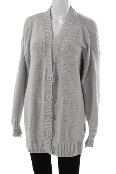 Weworewhat Womens Cardigan V-Neck Gray Acrylic Long Sleeve Size S