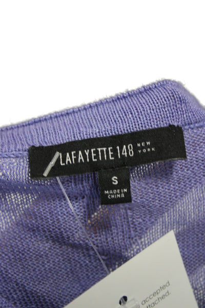 Lafayette 148 New York Womens Linen Boat Neck Blouse Purple 3/4 Sleeve Size S