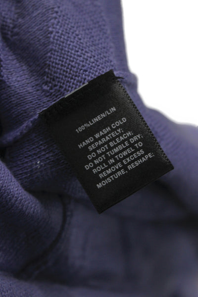Lafayette 148 New York Womens Linen Boat Neck Blouse Purple 3/4 Sleeve Size S