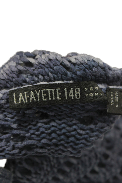 Lafayette 148 New York Women Blue Pullover Sweater Scoopneck Long Sleeve Size M
