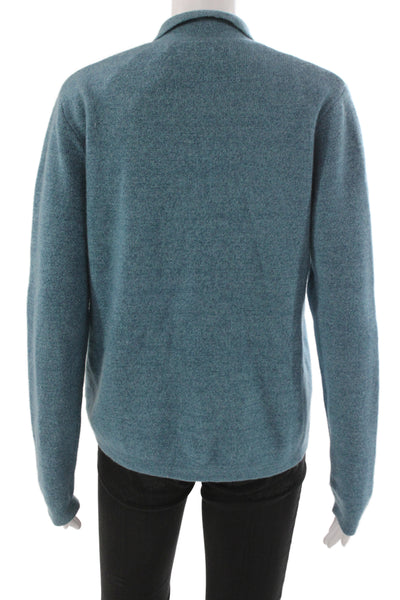 Forte Cashmere Womens Full Zip Cashmere Collared Longsleeve Sweater Blue Size S