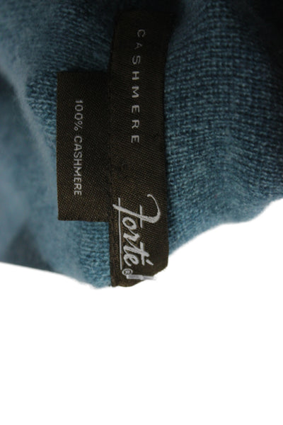 Forte Cashmere Womens Full Zip Cashmere Collared Longsleeve Sweater Blue Size S