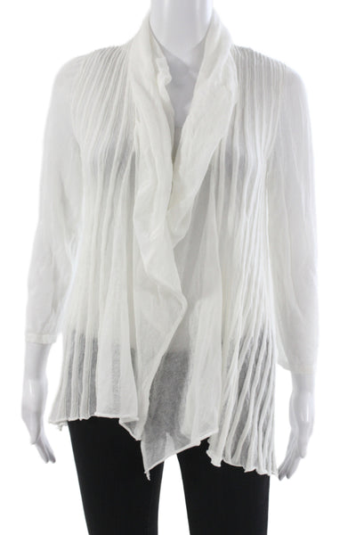 Lafayette 148 New York Womens Cardigan White Cowl Neck Long Sleeve Size S