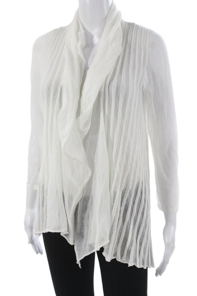 Lafayette 148 New York Womens Cardigan White Cowl Neck Long Sleeve Size S