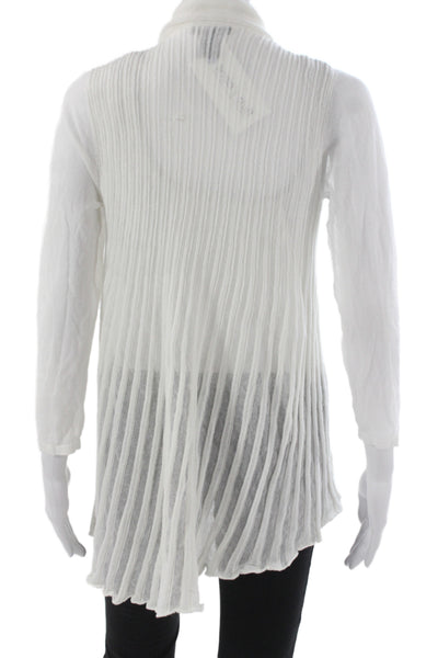 Lafayette 148 New York Womens Cardigan White Cowl Neck Long Sleeve Size S