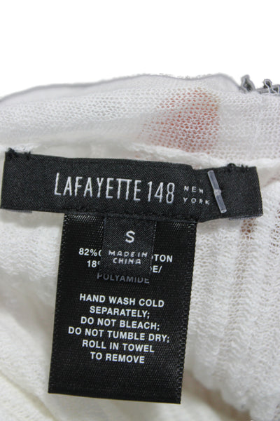 Lafayette 148 New York Womens Cardigan White Cowl Neck Long Sleeve Size S