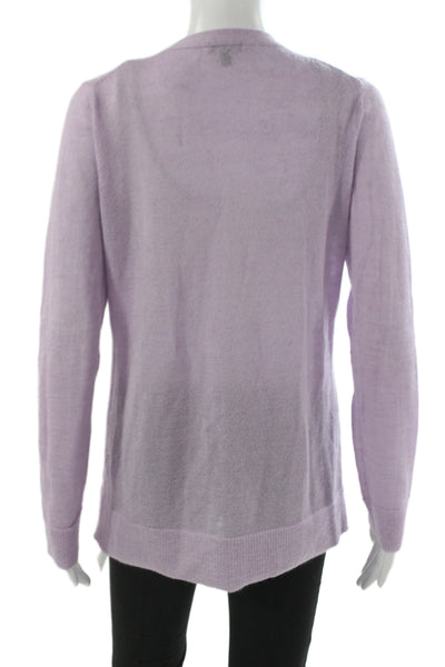 Talbots Women Cardigan Purple V-Neck Long Sleeve Nylon Size S