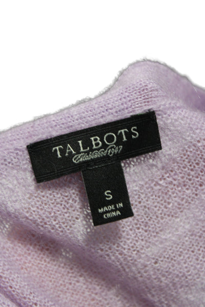 Talbots Women Cardigan Purple V-Neck Long Sleeve Nylon Size S