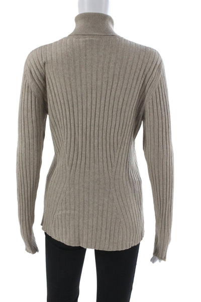 Lafayette 148 New York Womens Cashmere Turtleneck Pullover Sweater Beige Size L
