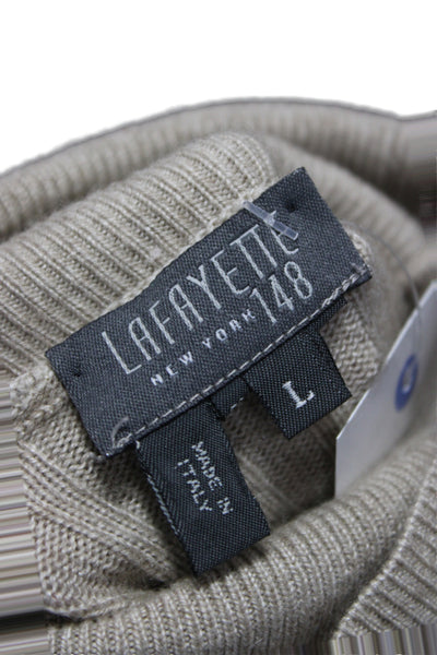 Lafayette 148 New York Womens Cashmere Turtleneck Pullover Sweater Beige Size L