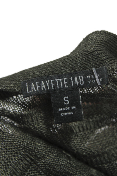 Lafayette 148 New York Womens Hemp V-Neck Short Sleeve Cardigan Green Size S