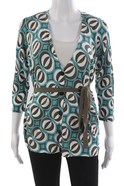 Lafayette 148 New York Women Multicolor V-Neck Cardigan 3/4 Sleeve Size S