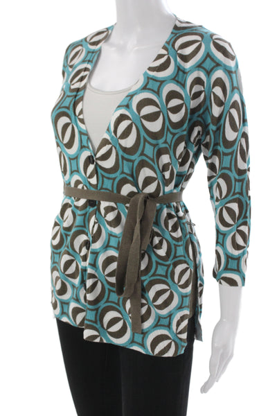 Lafayette 148 New York Women Multicolor V-Neck Cardigan 3/4 Sleeve Size S