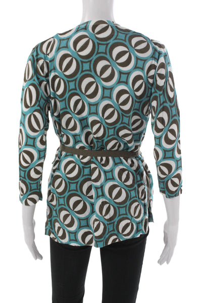 Lafayette 148 New York Women Multicolor V-Neck Cardigan 3/4 Sleeve Size S