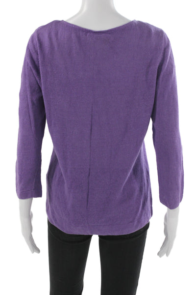 Lafayette 148 New York Women Linen Scoop Neck 3/4 Sleeve Blouse Size M