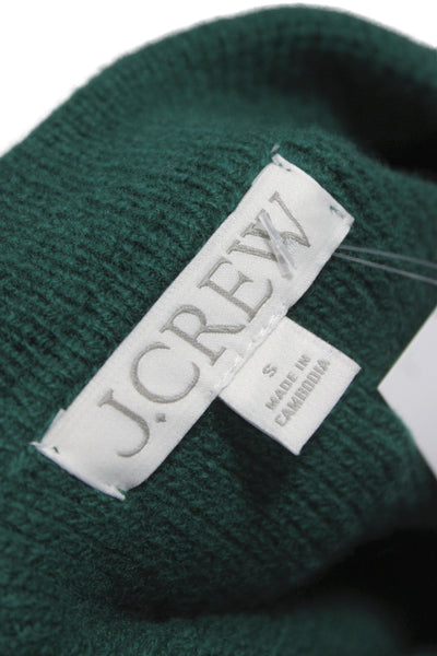 J Crew Women Cardigan Lambswool Green Collared Long Sleeve Size S