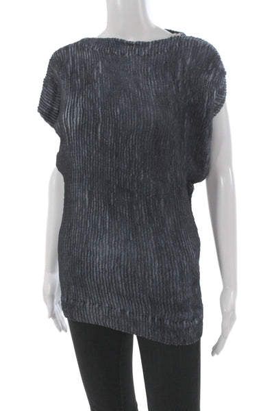 Lafayette 148 New York Women Tunic Silk Boat Neck Short Sleeve Gray Size 8