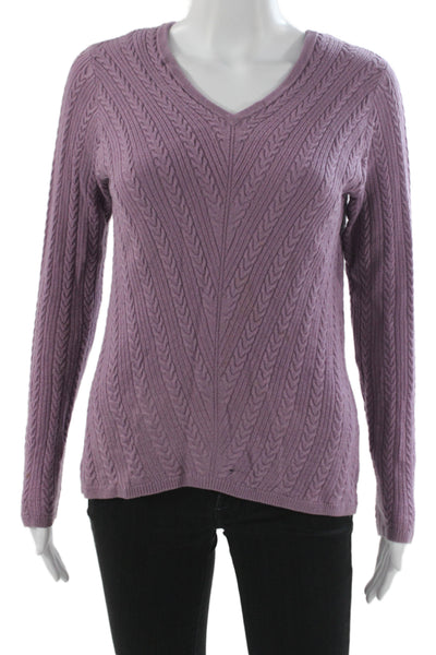 Pendleton Women Pullover Merino Wool V-Neck Long Sleeve Purple Sweater Size S
