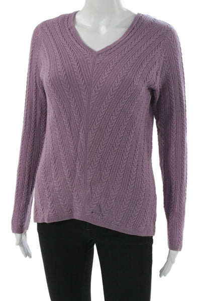 Pendleton Women Pullover Merino Wool V-Neck Long Sleeve Purple Sweater Size S